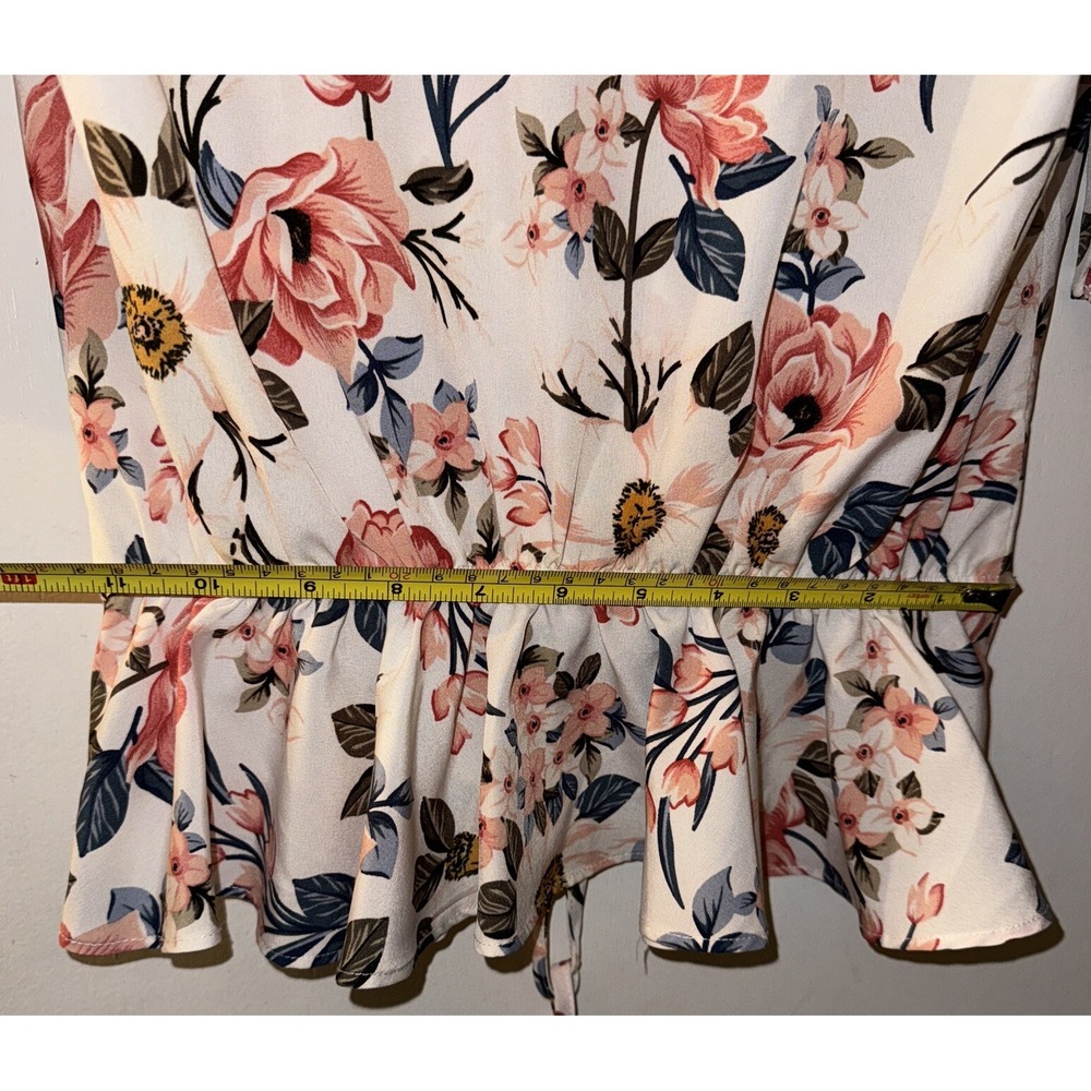Milk & Honey Crop Top Blouse Boho Ruched Floral Sexy Milkmaid Coquette Women's M - Picture 11 of 11